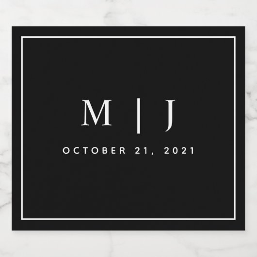 Zwart-witmonogram minimalistische bruiloft bier etiket (Enkel label)