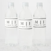Zwart-witmonogram minimalistische bruiloft waterfles etiket (Flessen)