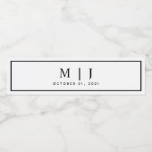 Zwart-witmonogram minimalistische bruiloft waterfles etiket (Enkel label)