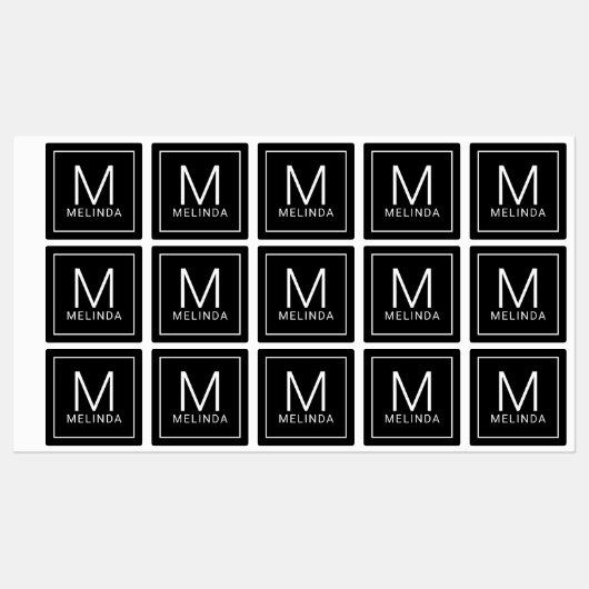 Zwart-witmonogram minimalistische labels (Vel)