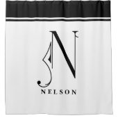 Zwart-witmonogram N Douchegordijn (Voorkant)