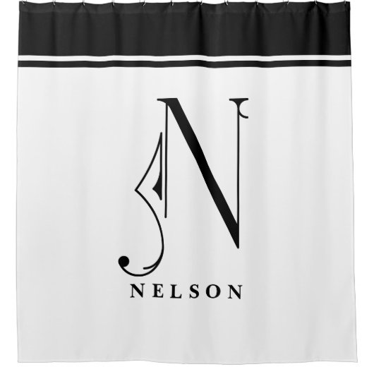 Zwart-witmonogram N Douchegordijn (Voorkant)