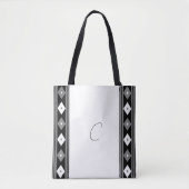 Zwart-witmonogram Stripes en Diamond Tote Bag (Voorkant)