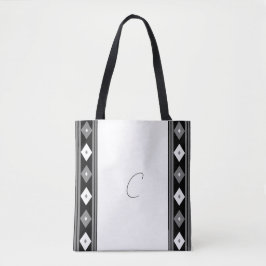 Zwart-witmonogram Stripes en Diamond Tote Bag