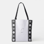 Zwart-witmonogram Stripes en Diamond Tote Bag (Achterkant)