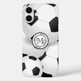 Zwart-witmonogram Voetbal iPhone 16 Plus Hoesje