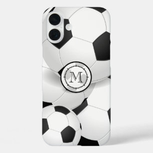 Zwart-witmonogram Voetbal iPhone 16 Plus Hoesje