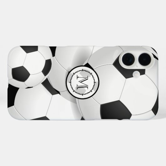 Zwart-witmonogram Voetbal Case-Mate iPhone Case (Achterkant (horizontaal))