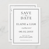 Zwart-witmonogram Weddenschap, sla de datum op Aankondigingskaart (Voorkant / Achterkant)