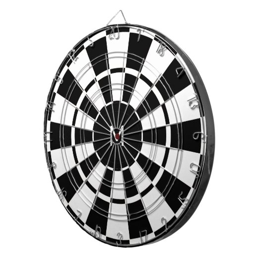 Zwart-witmonogrammen Dartbord (Voorkant Rechts)