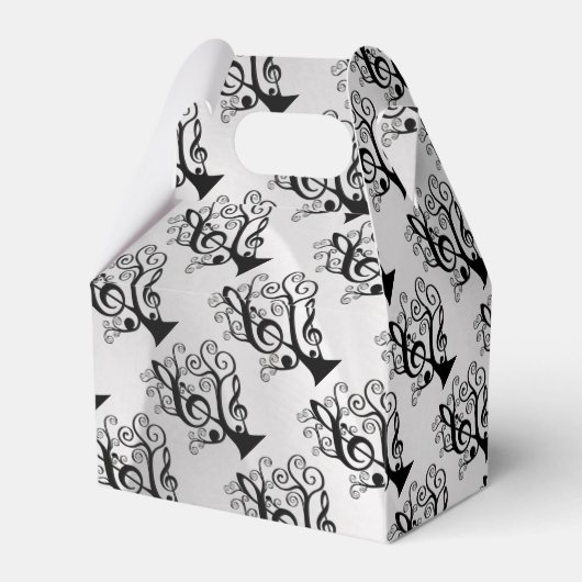 Zwart-witmuziek Treble Clef Tree Gable Box Bedankdoosjes (Achterkant)