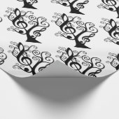Zwart-witmuziek Treble Clef Tree Paper Cadeaupapier (Hoek)