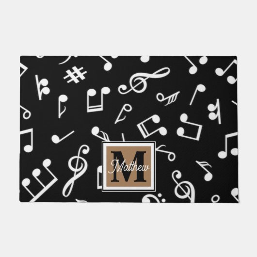 Zwart-witmuzieknoot Musiciaanse monogram Deurmat (Voorkant)