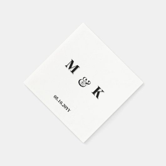 Zwart-witpaar-koeskoepelmonogram bruiloft servet (Hoek)