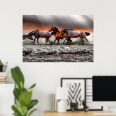 Zwart witpaard Monochrome Afbeelding Canvas Poster (Thuiskantoor)