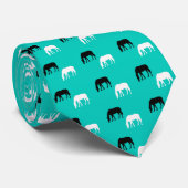 Zwart-witpaard Silhouette/Aqua Design Stropdas (Opgerold)