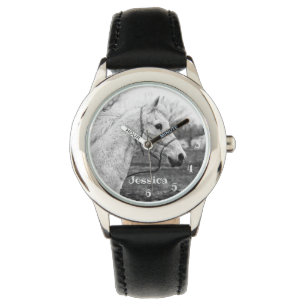 Zwart-witpaardenmeisjes Horloge