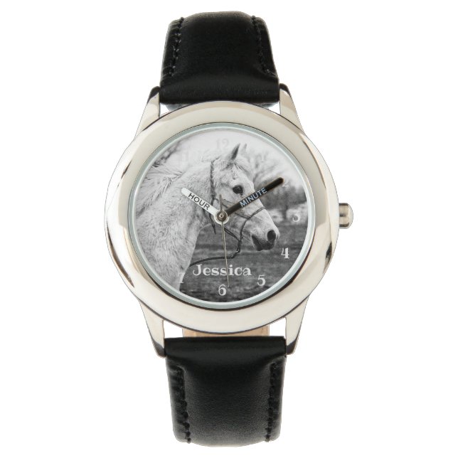 Zwart-witpaardenmeisjes Horloge (Voorkant)