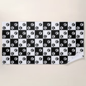 Zwart-witpafdruk, ingecheckte keuken strandlaken (Voorkant)