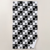 Zwart-witpafdruk, ingecheckte keuken strandlaken (Voorkant)