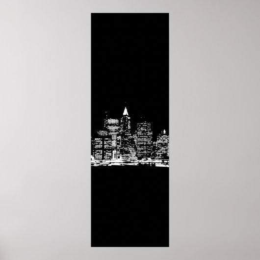 Zwart-witpanoramisch New York City Poster (Voorkant)