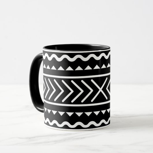 Zwart-witpatroon Artsy-ontwerp Mok (Voorkant links)