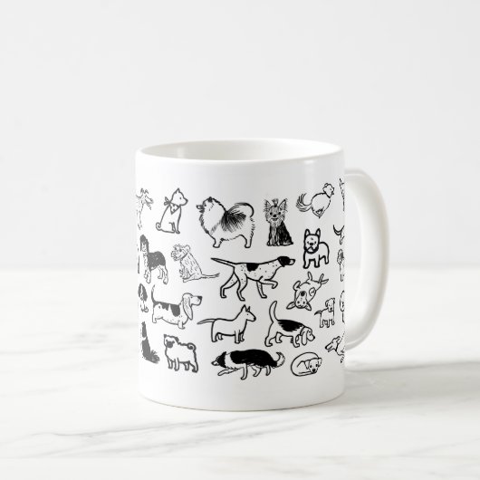 Zwart-witpatroon | Cool Canine Lover's Koffiemok (Voorkant rechts)