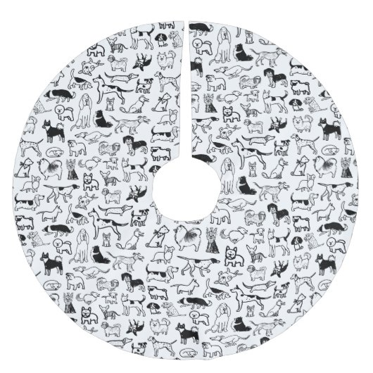 Zwart-witpatroon | Cute Canine Lover's Kerstboom Rok (Voorkant)