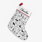 Zwart-witpatroon | Cute Canine Lover's Kleine Kerstsok (Voorkant (Hangend))