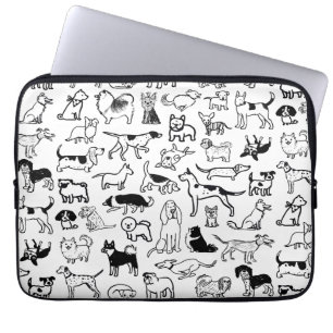 Zwart-witpatroon Cute Canine Lover's Laptop Sleeve