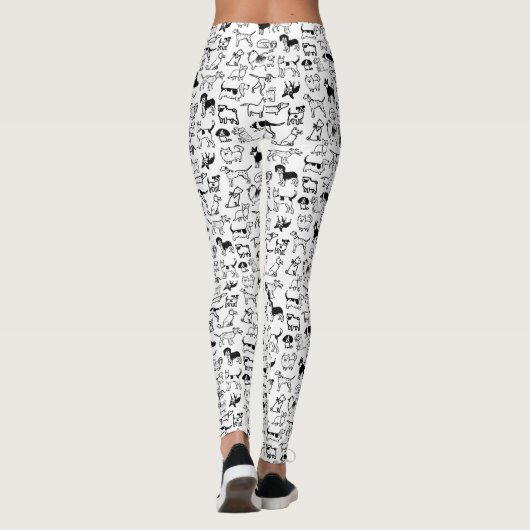 Zwart-witpatroon | Cute Canine Lover's Leggings (Achterkant)