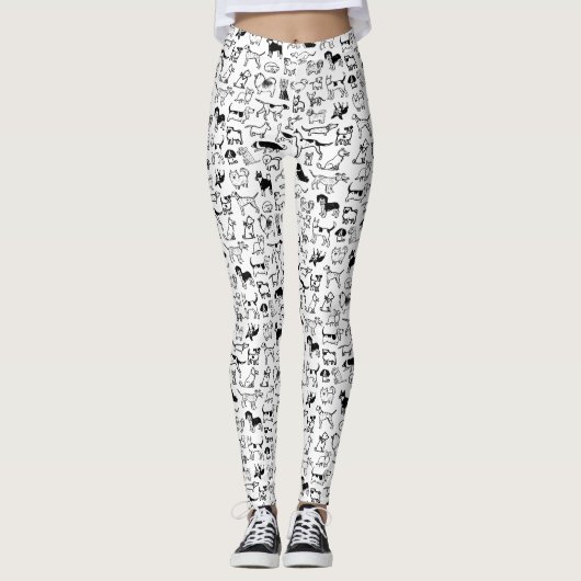 Zwart-witpatroon | Cute Canine Lover's Leggings (Voorkant)