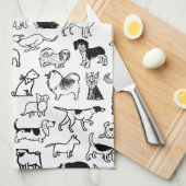 Zwart-witpatroon | Cute Canine Lover's Theedoek (Quarter Fold)