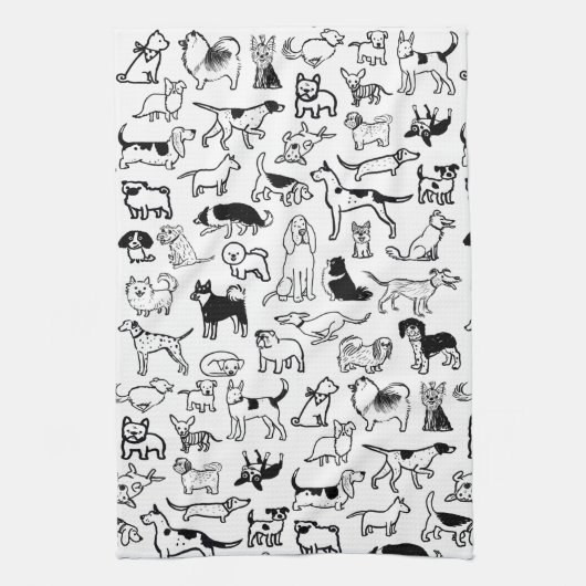 Zwart-witpatroon | Cute Canine Lover's Theedoek (Verticaal)