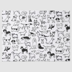 Zwart-witpatroon   Cute Canine Lover's Tissuepapier