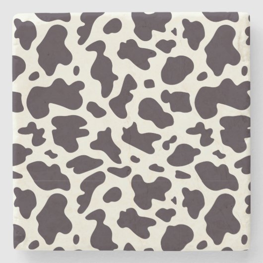 Zwart-witpatroon Koe afdrukken Stenen Onderzetter (Voorkant)