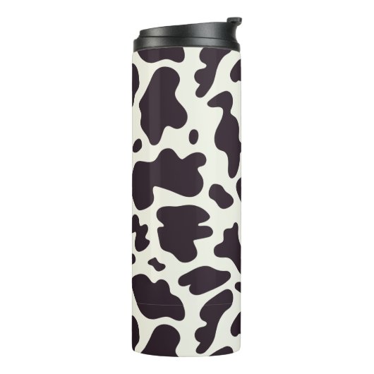 Zwart-witpatroon Koe afdrukken Thermosbeker (Gedraaid links)