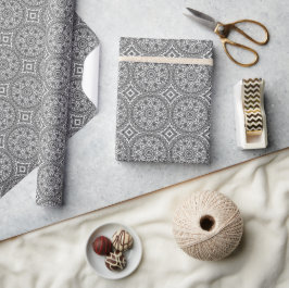 Zwart-witplein Mandala Cadeaupapier