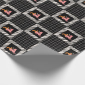 Zwart-witplein met roze en bruine hond cadeaupapier (Hoek)