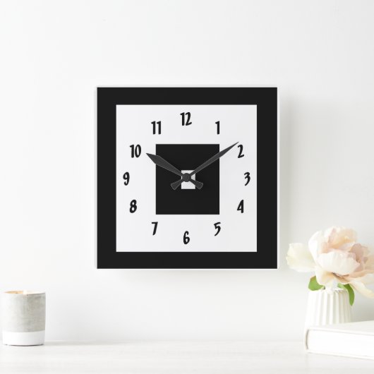 Zwart-witpleinen Vierkante Klok (Huis)