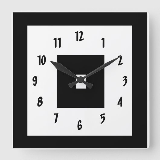 Zwart-witpleinen Vierkante Klok (Voorkant)