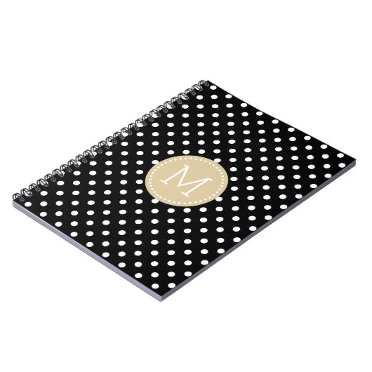 Zwart-witpokadots Pattern Blue Accent Notitieboek (Linkerzijde)