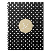 Zwart-witpokadots Pattern Blue Accent Notitieboek (Voorkant)