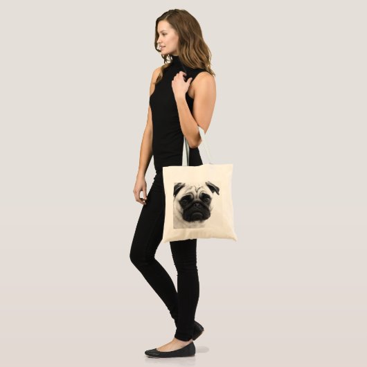 Zwart-witpug Tote Bag (Voorkant (model))