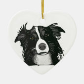 Zwart-witrand collie keramisch hart keramisch ornament (Voorkant)