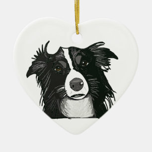 Zwart-witrand collie keramisch hart keramisch ornament
