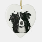 Zwart-witrand collie keramisch hart ornament (Rechts)