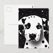 Zwart-witRetro Dalmatian Puppy Briefkaart (Voorkant / Achterkant)