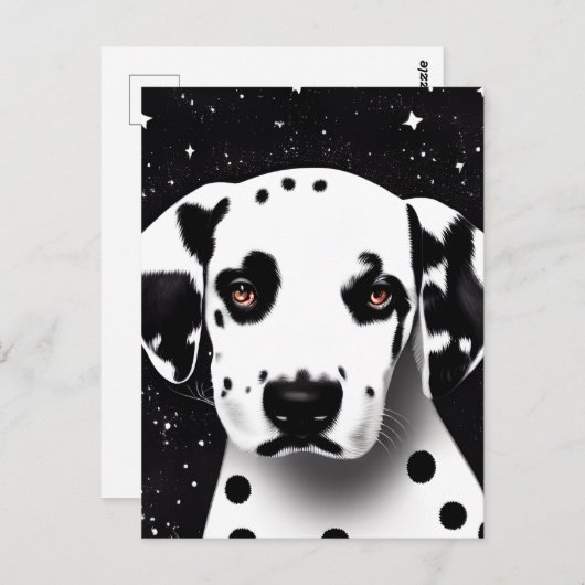 Zwart-witRetro Dalmatian Puppy Briefkaart (Voorkant / Achterkant)