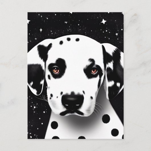 Zwart-witRetro Dalmatian Puppy Briefkaart (Voorkant)